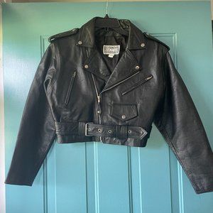 MGR black Leather crop Jacket Womens S